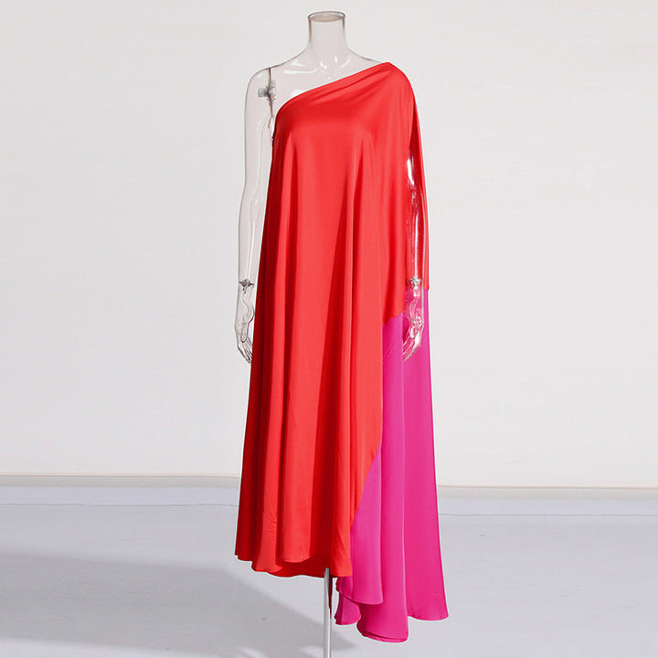 one-shoulder colorblock flowy maxi dress – FLAMENCA