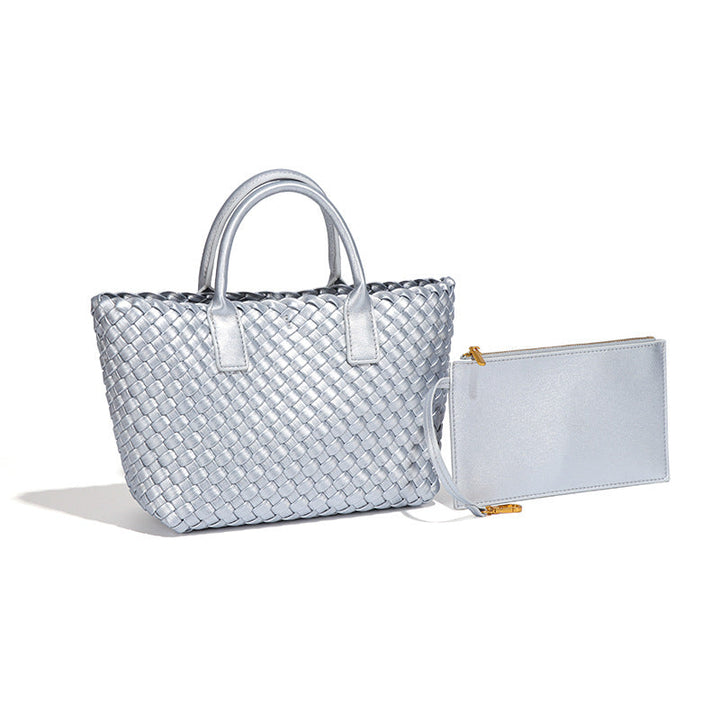 Woven Leather Tote Bag with Matching Wallet – ÉLORA