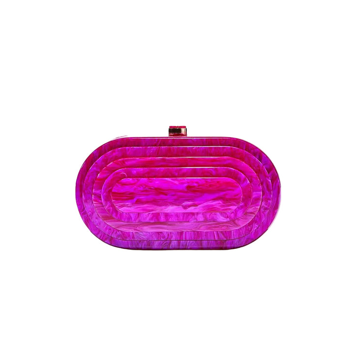 layered oval resin clutch in jade green – EMERALDA
