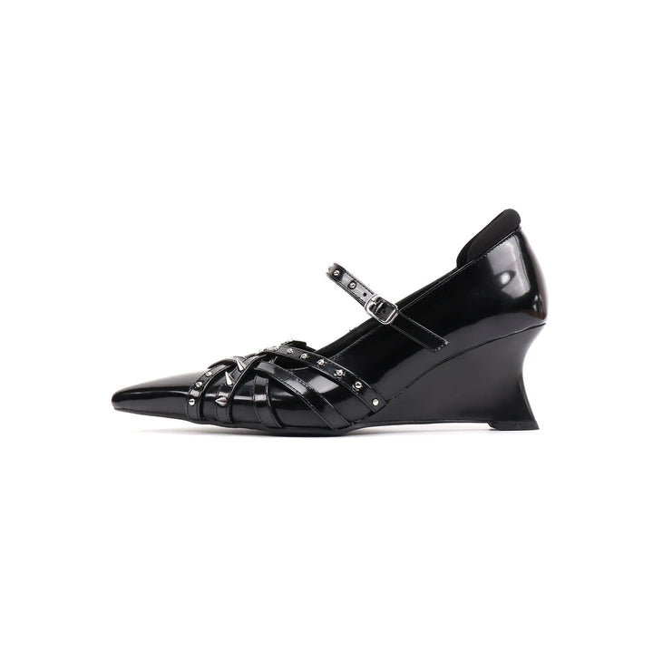 Studded Strappy Wedge Heels - Modern