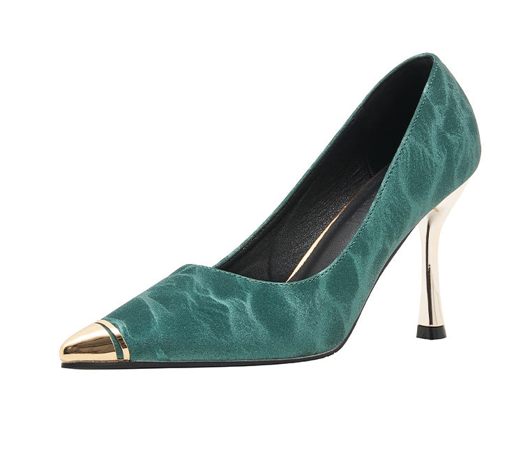 Metal Tip Stiletto Heels - Elegant