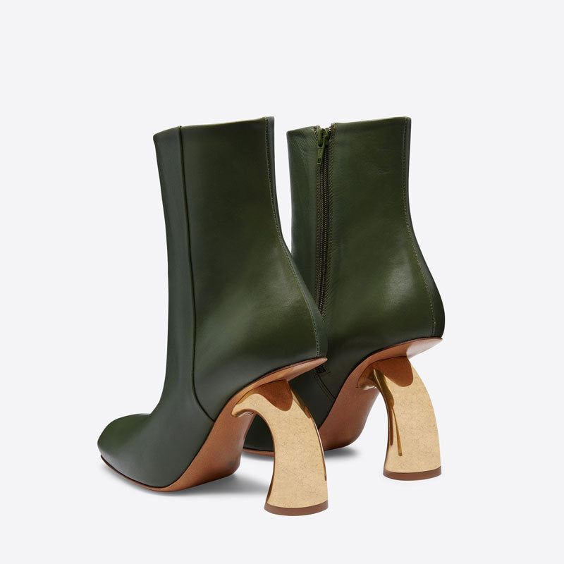 Architectural Heel Ankle Boots – OLIVE