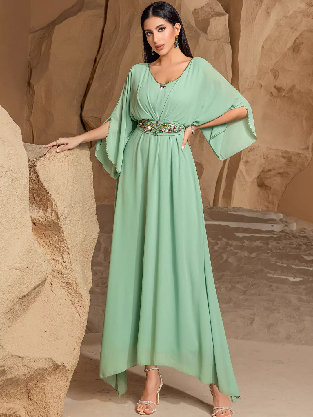draped evening gown with sculptural neckline – ORIELLE