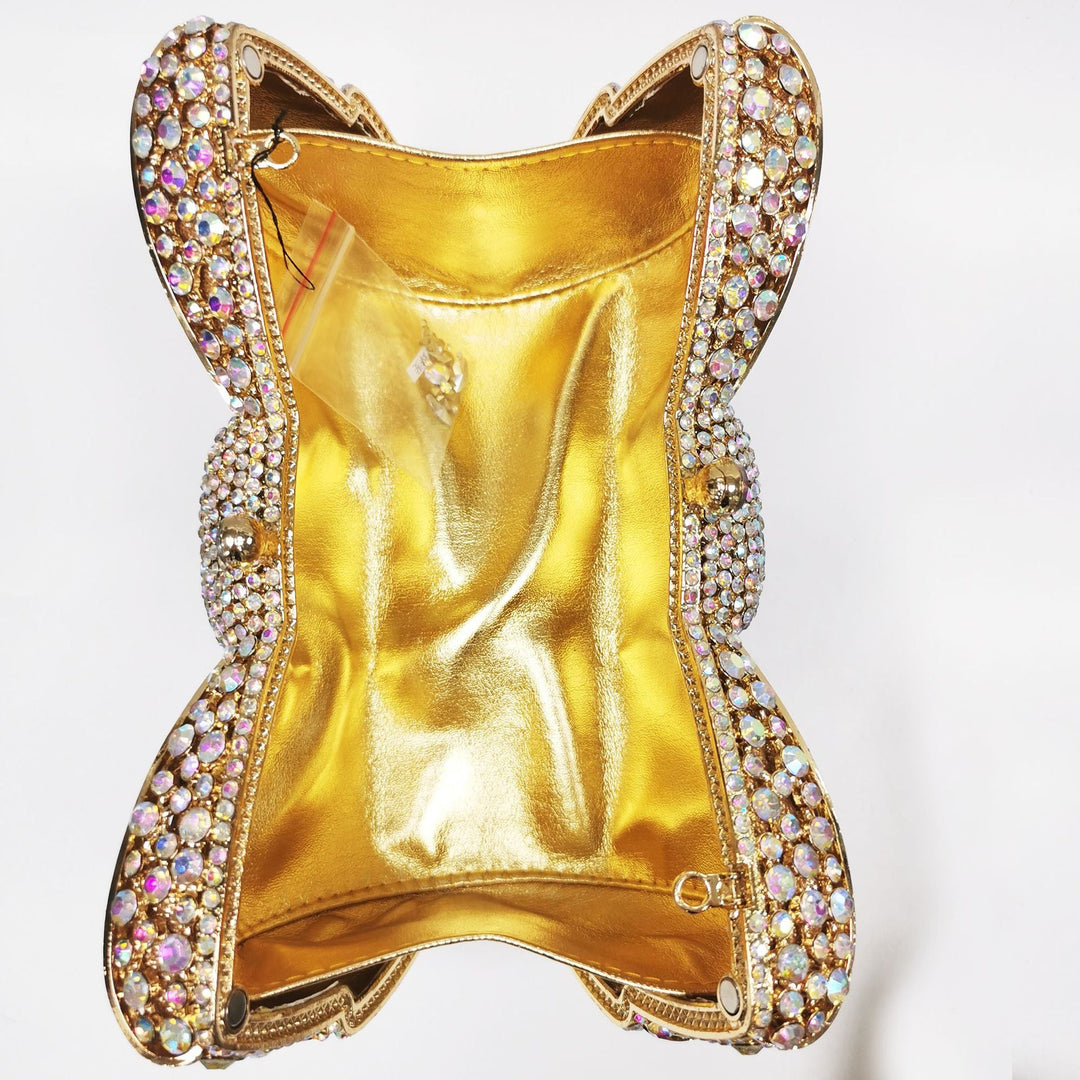 crystal bow-shaped clutch with emerald stones - Efrosini