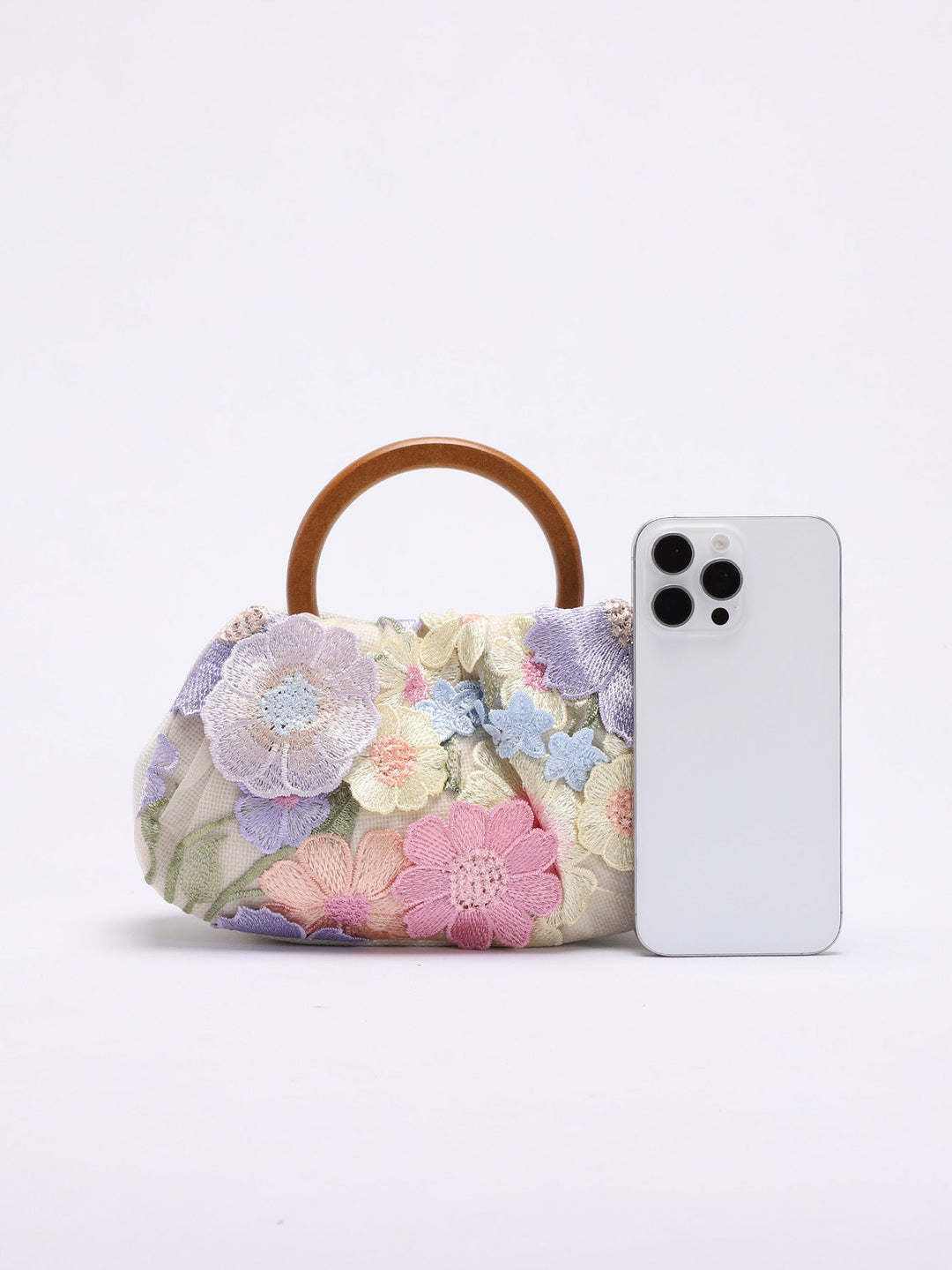 floral embroidered handbag with round handle – BLOSIOVI