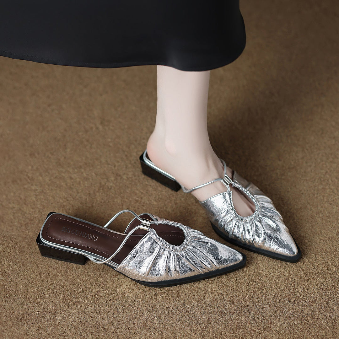 pointed-toe mules with ruched detail and double straps – AURORANDA
