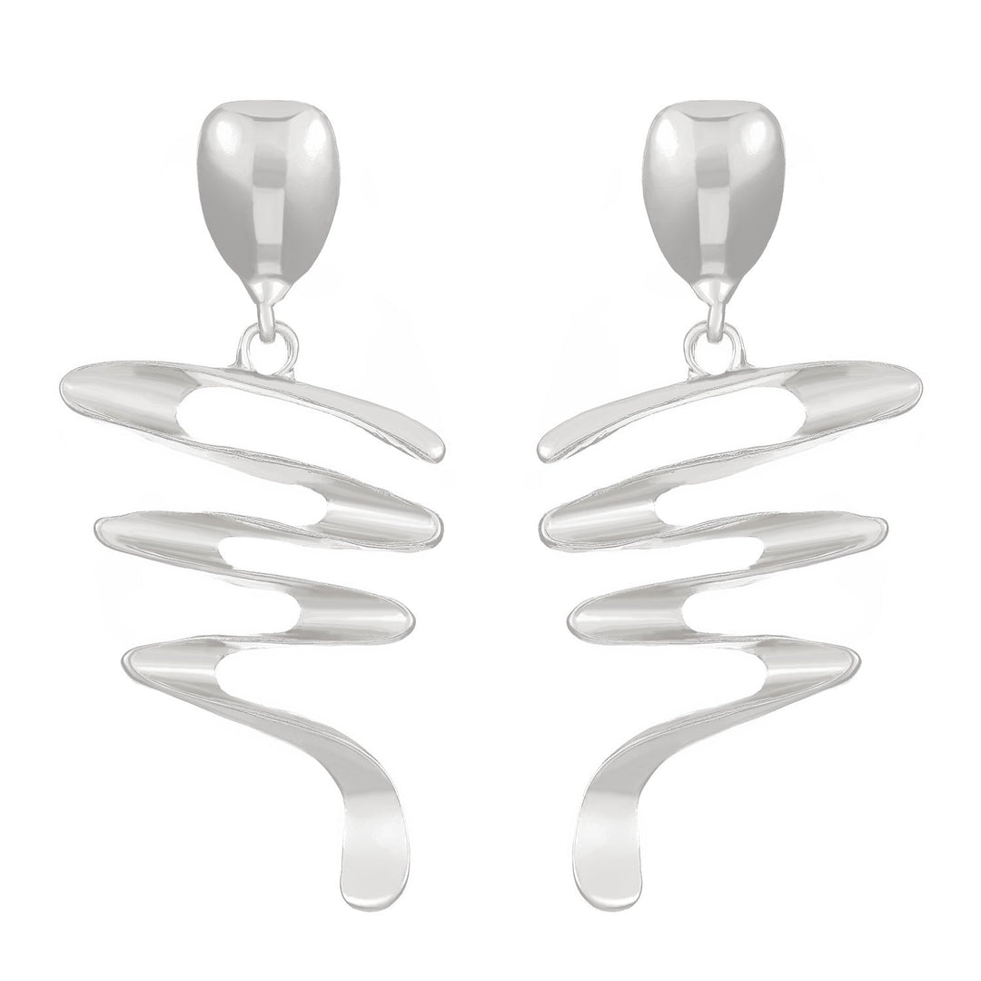 Spiral-cut drop earrings in polished gold-tone metal - Nawly