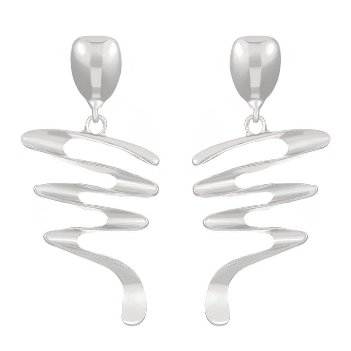 Spiral-cut drop earrings in polished gold-tone metal - Nawly