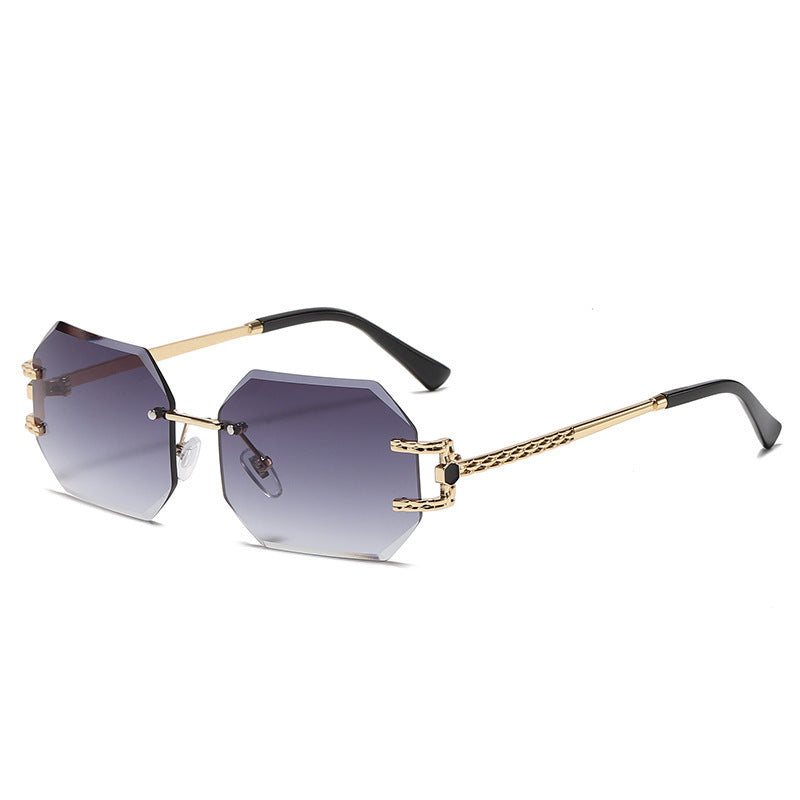 Luxury Rimless Geometric Sunglasses – ROSÉ