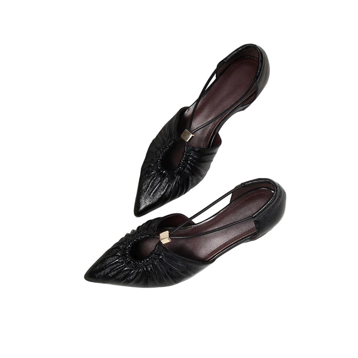 pointed-toe ruched flats with delicate strap detail – NOELIA