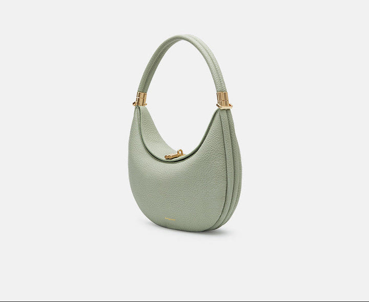 Sage Crescent Leather Shoulder Bag – LUCENZA