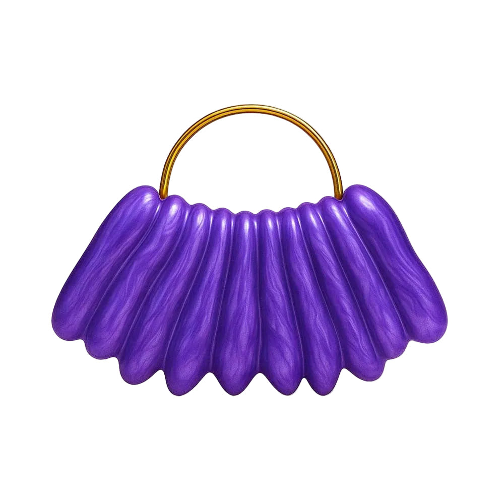 sculpted wave resin clutch with metal handle – AMBRA