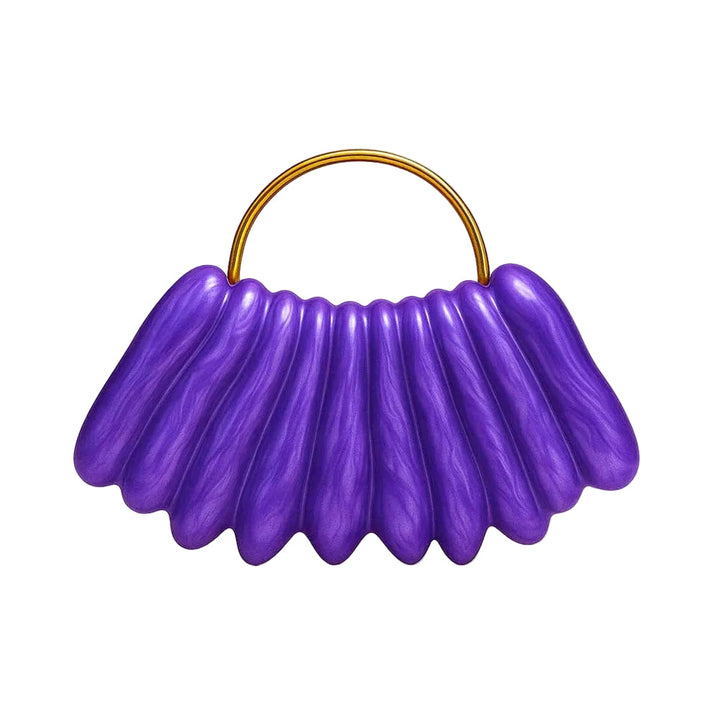 sculpted wave resin clutch with metal handle – AMBRA