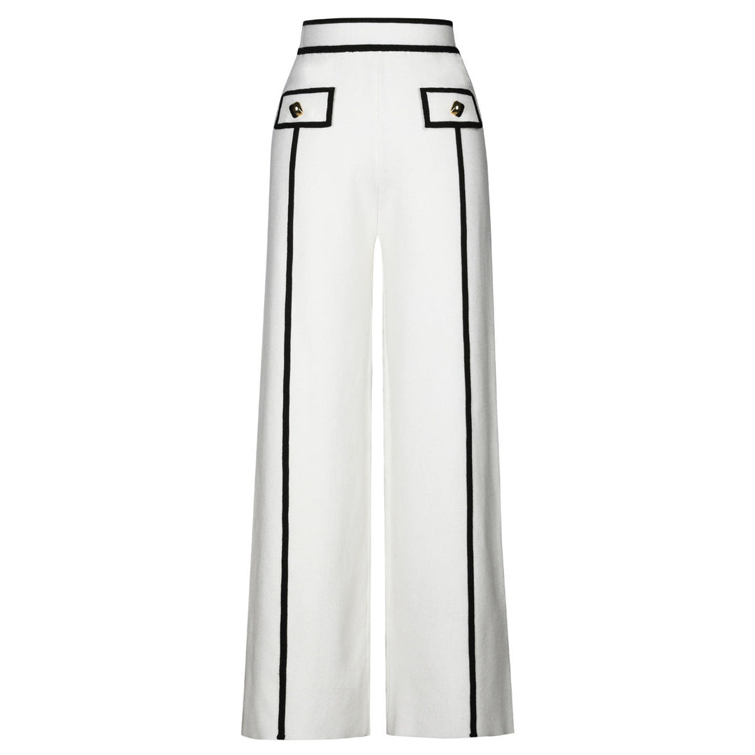long sleeve tailored suit with contrast piping - DORRAZLI