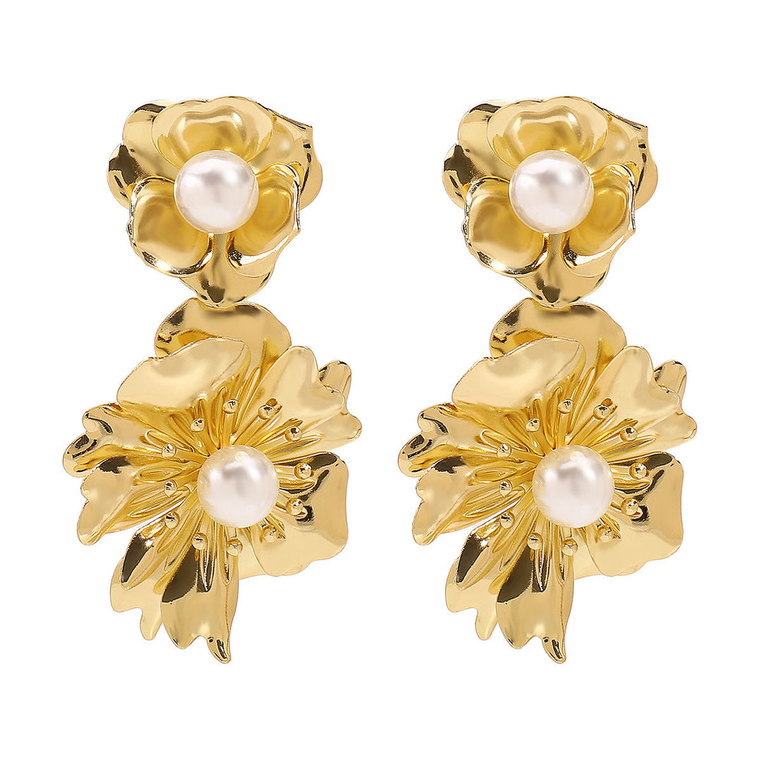 floral drop earrings with pearl center - NOVAR