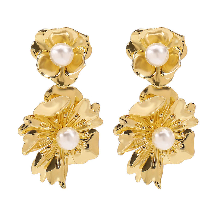 floral drop earrings with pearl center - NOVAR