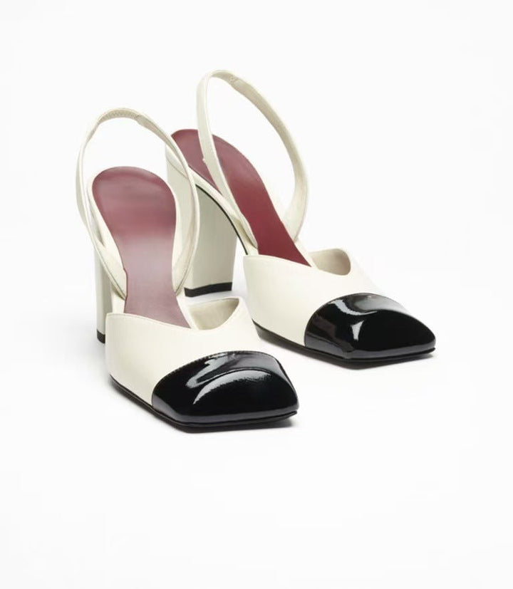 Red & White Patent Slingback Heels – Retro