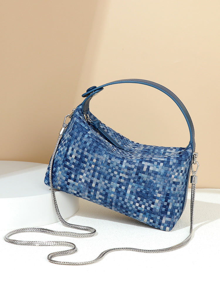 Woven Denim Shoulder Bag – AZURE