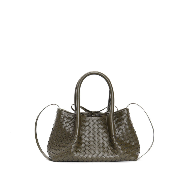 woven leather mini tote bag with tie closure - LIQTA
