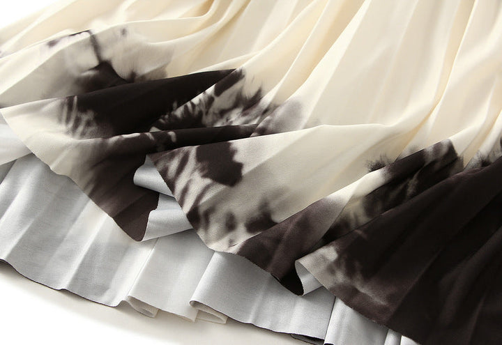 tie-dye pleated A-line midi skirt – MARBLE