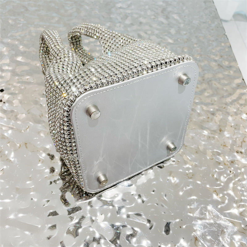 crystal-embellished knotted-handle evening bag - Eromidc