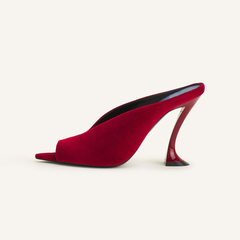 Velvet Sculpted Heel Mule Sandals – ROUGEVEL