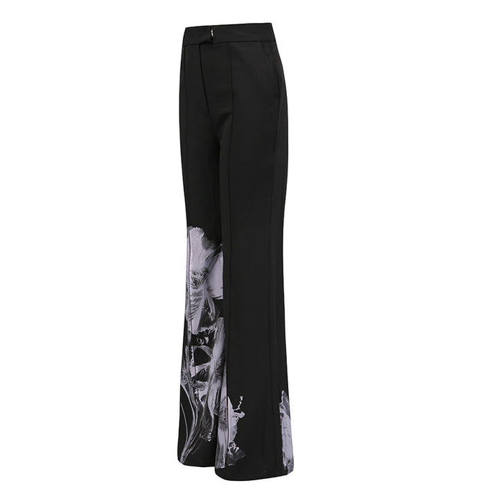 tailored blazer and wide-leg pants set with floral print – NOIRWO