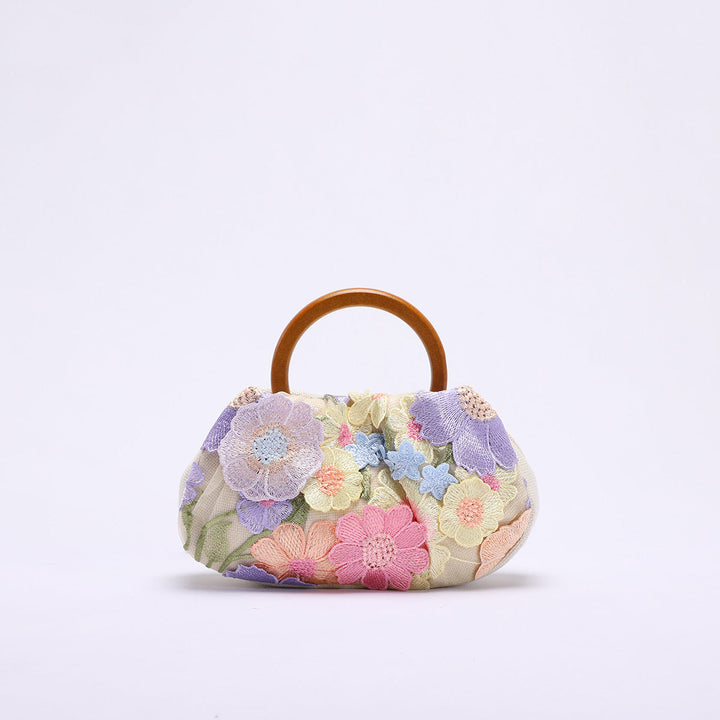 floral embroidered handbag with round handle – BLOSIOVI