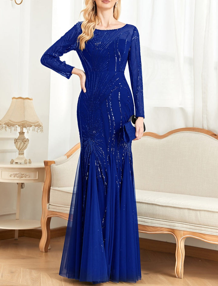sequined mermaid gown with starburst pattern – ODD- Fistwqh