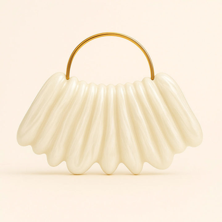 sculpted wave resin clutch with metal handle – AMBRA