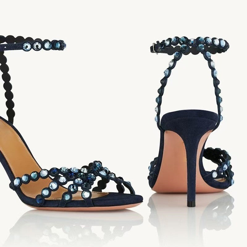 Rainbow Crystal Ankle Strap Heels – Glamour
