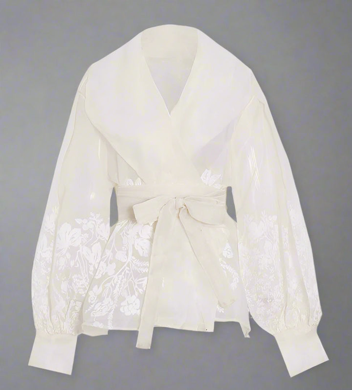 White blouse with floral design - Celtam