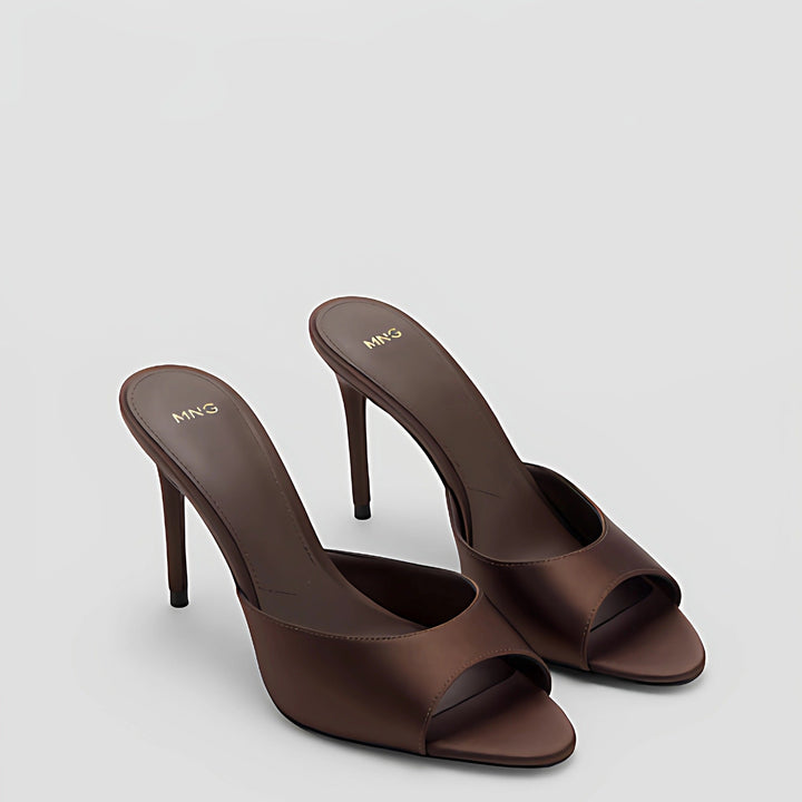 Chocolate Brown Minimalist Stiletto Mule Sandals – MNG