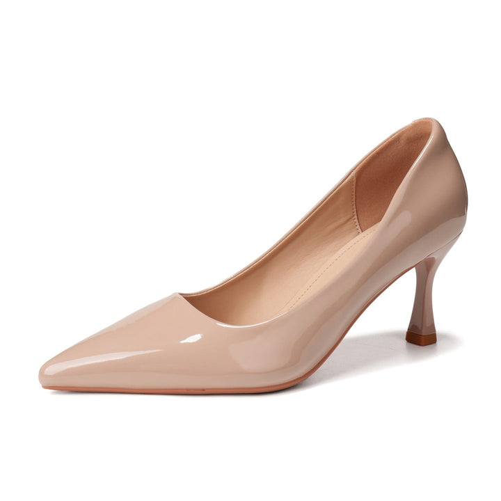 pointed-toe patent leather pumps with mid heel - LINABU