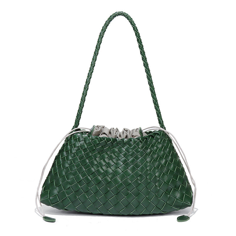 Emerald Woven Drawstring Shoulder Bag – SERALINE