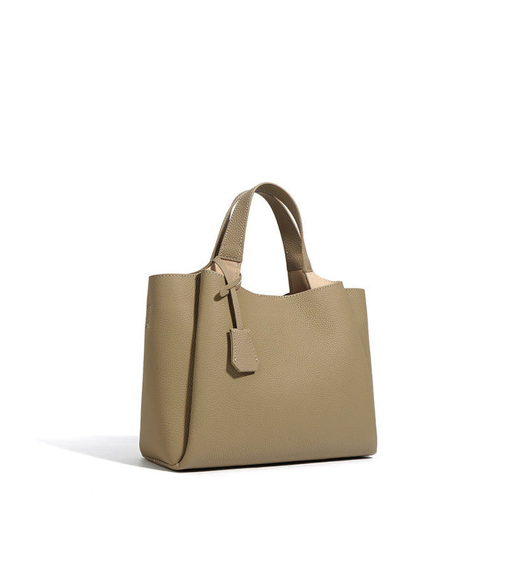 structured pebble leather tote with top handles - TERRAX