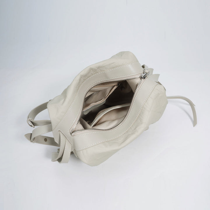 crinkled leather backpack with loop top handle - NOVLA