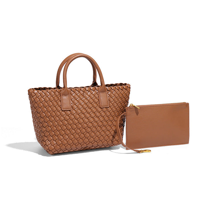 Woven Leather Tote Bag with Matching Wallet – ÉLORA