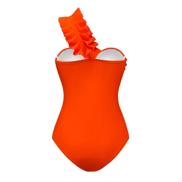 one-shoulder ruffle sculpted one-piece – SUNSET