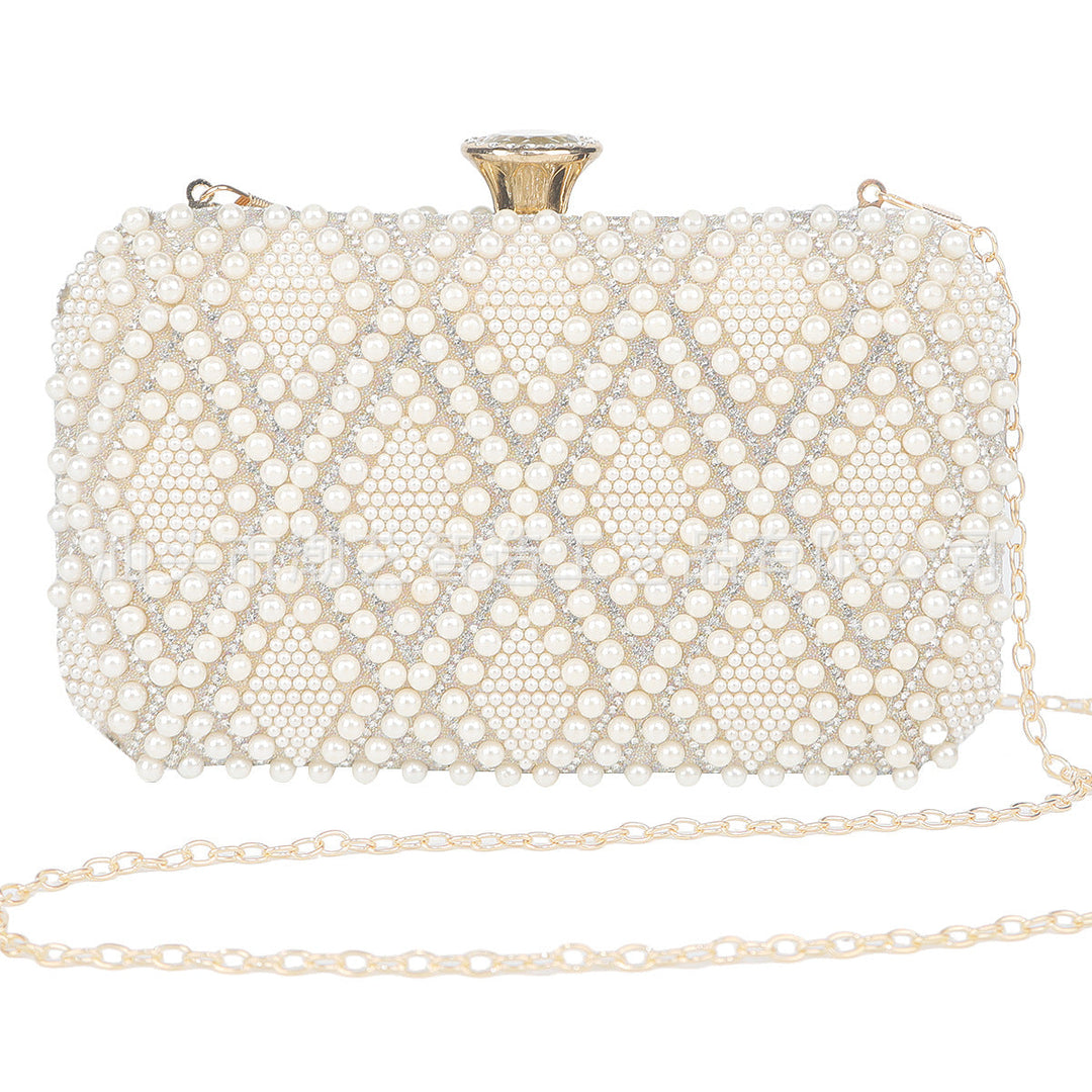 Pearl Embellished Clutch Bag - Luxe