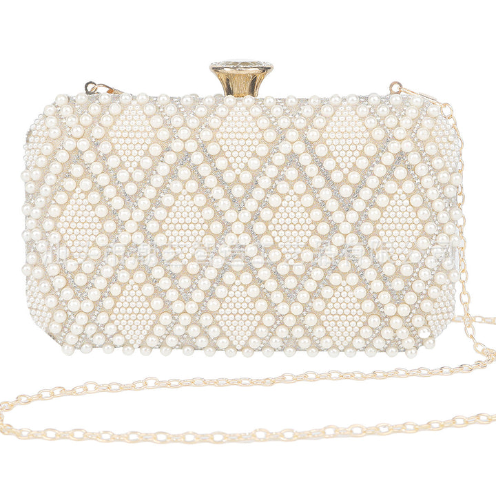 Pearl Embellished Clutch Bag - Luxe
