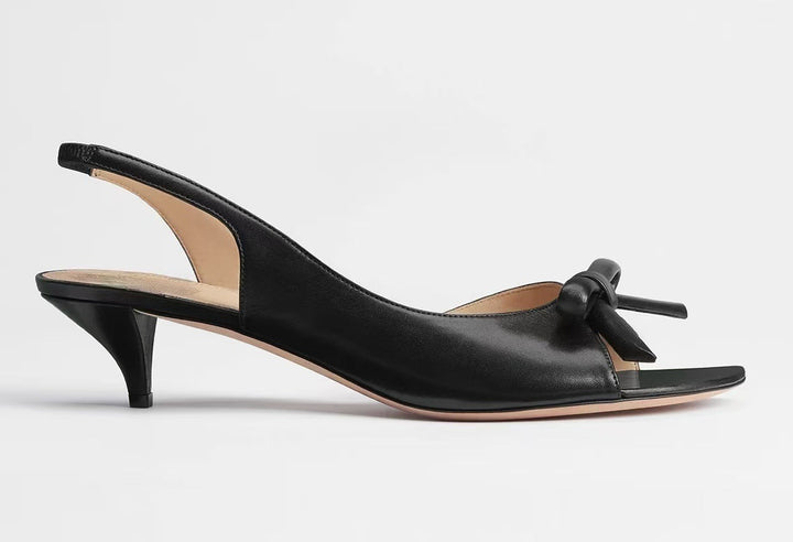 Black Bow Slingback Kitten Heels – Minimal