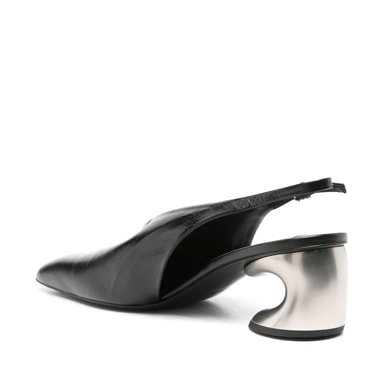 Metallic Sculpted Heel Slingback Flats – MODERNE