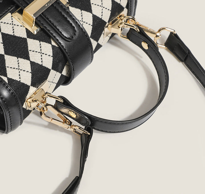 Argyle Pattern Top Handle Bag - Classic