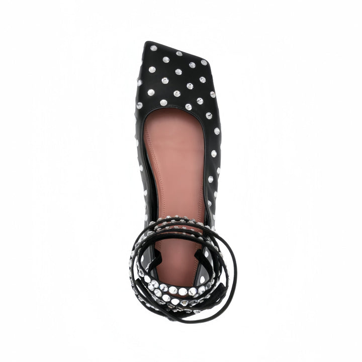 Studded Ankle Strap Flats – MIDNIGHT