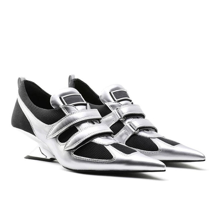 Futuristic Metallic Pointed Sneakers - Avant