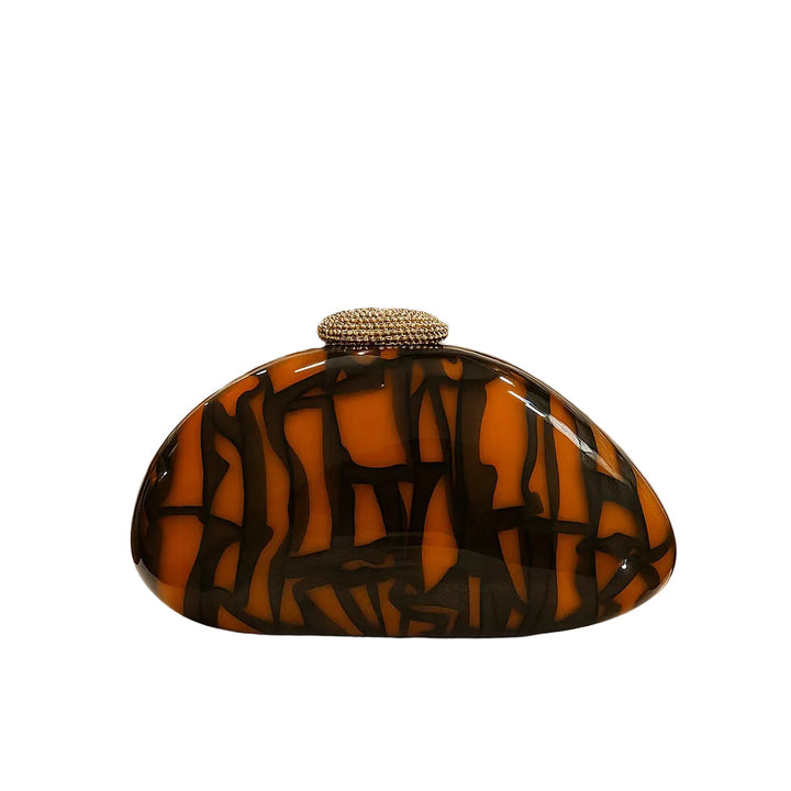 Abstract patterned dome clutch with gold accent – AMBER