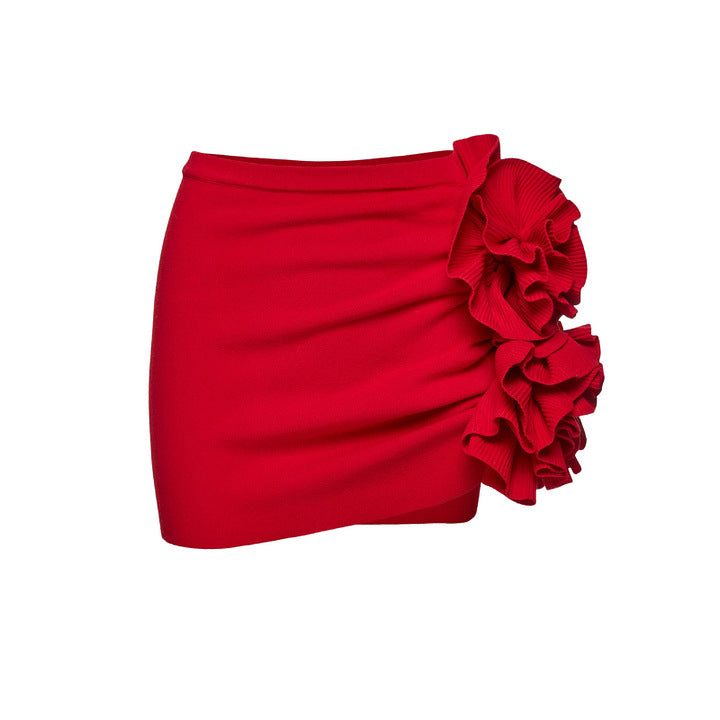 rose appliqué strap bodysuit with ruffle mini skirt – SMSMA