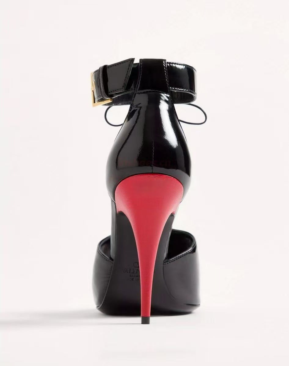 Black Patent Lace-Up Stiletto Heels – Fierce