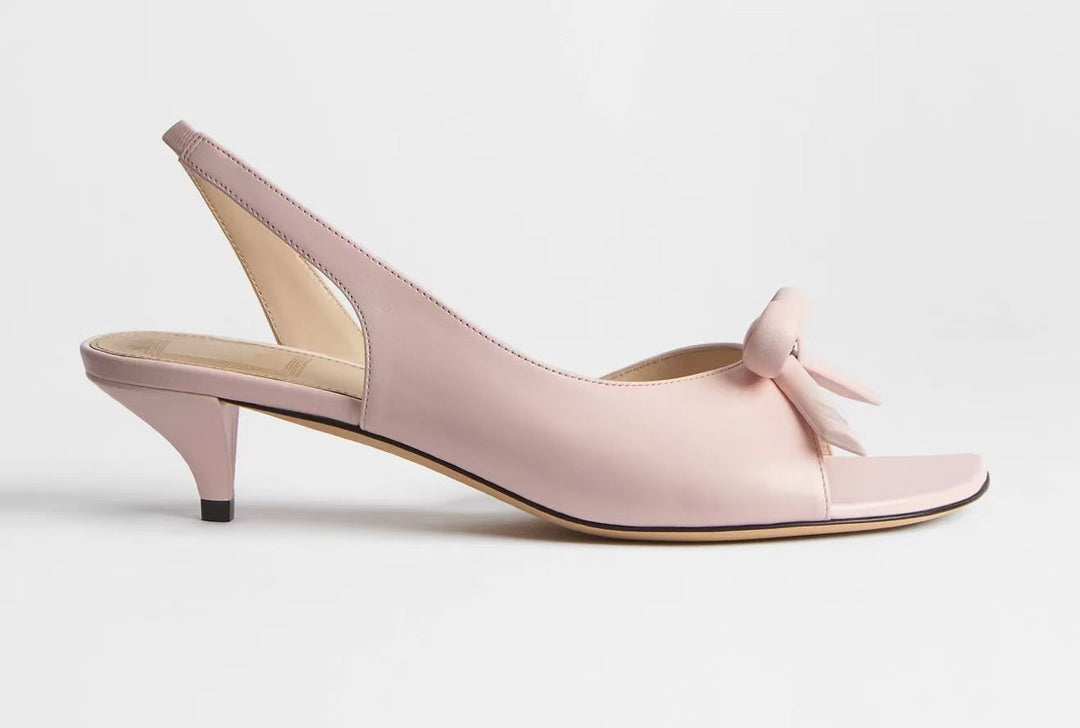 Black Bow Slingback Kitten Heels – Minimal